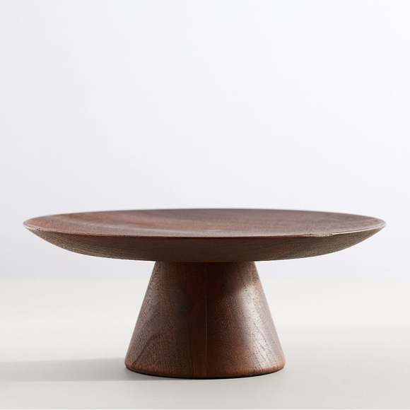 Pottery Barn Other - Pottery Barn Handcrafted Brown Mango Wood Chateau Wooden Decorative Cake Stand